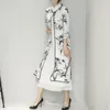 Etnische kleding Chinese stijl losse casual Cheongsam tweedelig retro inkt schilderen gedrukte jas eenvoudig massief kleuren jurk pak