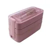 Bento-Boxen, 900 ml, 3-lagige Lunchbox, Bento-Lebensmittelbehälter, umweltfreundliches Weizenstrohmaterial, mikrowellengeeignetes Geschirr, Lunchbox Vip 230515