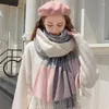 Sjaals winter plaid wollen sjaal nek warmere vrouwen verdikken kasjmier sjaal wraps roze tasel echarpe voor dames warme foulard femme