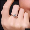 Bandringen Witgoud voor vrouwen Ronde Cut Zirconia Diamond Solitaire Ring Betrokkenheid Bridal Drop Delivery Sieraden DHKOY