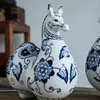 vase vases chinese style青と白の手描きのセラミック馬の飾りクラフトリビングルームテレビキャビネットホームデコレーション