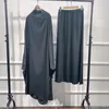 Ethnische Kleidung Muslimische Frau Gebetskleid Islam Khimar Hijab Dubai Abaya Jilbab 2-teiliges Set Arabisch Schwarz Abayas Türkei Ramadan Outfit