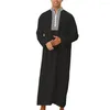 Abbigliamento etnico Islam Galabia Mussola Thobe Musulmano Arabo Dubai Malesia Kameez Kaftan Abito da uomo Tasca con cerniera Camicia Moda Uomo