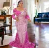 May Aso Ebi Fuchsia Mermaid Prom -Feather Feather in pizzo Evening Formale Formale Accogliente Accogliente Gowns Dress Des DE DE HOIEE ZJ266 407