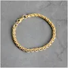 Charm Bracelets New Gold Plated Keel Chain Bracelet Fashion Jewelry For Women And Men Birthday Party Gift 4/5/6Mm Drop Delive Dhswl