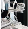 Pendentif magnifique sandales designer de luxe Rene Caovilla cristal lumière enveloppé anneau de pied chaussures de mariage stiletto Strass de qualité supérieure Gladiateur à talons hauts SaH