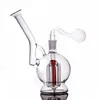 Mini conduites d'eau en verre rondes portables avec bécher de voyage en Pyrex épais de 14 mm femelle Bong Recycler Ash Carcher Dab Rig avec tuyau de brûleur à mazout en verre mâle