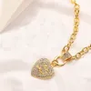 Luksusowy projektant 18-karatowy naszyjnik na złoto dla kobiet marka C-litera w kształcie serca Diamentowy łańcuch