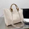 Saco de praia grande de designer para compras, sacos de cadeia deauville, pacote de trabalho, bolsa feminina, bolsa de viagem, férias, lona, bolsas de náilon, livros, bolsas de bagagem de ouro