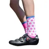 Calcetines deportivos 2 par/lote, deporte profesional, protege los pies, transpirable, absorbente, puntos al aire libre, rayas, calcetín con personalidad de nailon