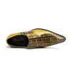 British Style Colorful Slip on Business Shoes Fashion Big Size Pointed Toe Office Shoes Classic Men Cow Leather Dress Shoes