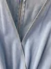 Zweiteilige Damenhose EWQ Süßer Stil Damen Jumpsuits Denim V-Ausschnitt Kurzarm Einfarbig Hohe Taille Lässiger Overall Frühling Sommer SN0540 230512