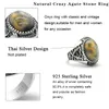 Cluster Rings Genuine 925 Sterling Silver Islamic Men's Ring With Crazy Agate Double Sword Turkish Religious Jewelry Gift