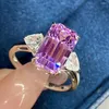 Кластерные кольца lr kunzite 5.15ct мелкие украшения твердые ювелирные изделия Solid 18k Gold Nature Clean 18ct Gemstones Diamonds Женщины для женщин кольцо