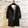 Men's Jackets Men's Mid Length Denim Jacket 2023 Spring And Autumn Style Lapel Trench Coat Fashion Black Regular Fit