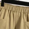 Dames shorts Surmiitro S5XL Plus Size katoenen linnen 2023 Zomer Koreaanse mode Casual Wide Leg High Taille Pants Vrouw 230515