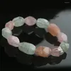 Strand Genuine Natural Morganite Gems Bracelet Stone Mulheres femininas Crystal Faced Bead Woman Lady