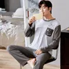 Vêtements de nuit pour hommes mode hommes pyjamas ensemble automne hiver chaud mâle à manches longues coton Patchwork mignon ours dessin animé vêtements d'extérieur vêtements de salon