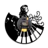 Orologi da parete Mozart Retroilluminazione a LED Musicista moderno Orologio da record retrò Orologio al quarzo silenzioso decorativo per la casa Regalo creativo per fan