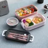 Recipientes de caixas de bento para lanche de lancheira de aço inoxidável para alimentos para crianças para crianças trabalhadores de escritório 2 ligantes Microwae Aquecimento de almoço 230515