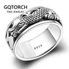 Real Pure 925 Sterling Silver Dragon Anneaux Pour Hommes Rotatif Transfert Chance Vintage Punk Rétro Style Anel Masculino Aneis Y1124302V