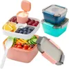 Bento Boxes Lunch Bento Box Salad For With Compartments Kawaii Women Microwave Portable Food Plastic Container School Tableware Picnic Set 230515