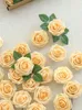 Fleurs décoratives D-Seven Artificielles 25pcs Roses Jaunes Crémeuses Avec Tige Pour Centres De Mariage DIY Bouquets Arrangements Décor De Fleurs