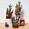 Couronnes de fleurs décoratives décoration d'arbre de Noël artificiel Mini cône de pin décorations de vacances Simulation plantes en pot réaliste Tabl