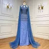 Robes de soirée Serene Hill rose sirène élégante Cape manches perlées robes de soirée de luxe pour les femmes arabe 2023 230515