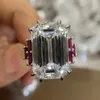 Cluster Rings 2023 European And American Style 30ct Ring S925 Silver 13 20 Emerald Cut Luxury Female