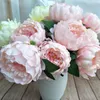 Decorative Flowers Artificial Silk Round Peony Simulation Green Plant Wedding Hall Family Dining Table Garden Flower Arrangement Decoration