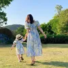 Family Matching Outfits Summer Mother Kids Chiffon Floral Dress Mom and Daughter Clothes Women Baby Girl 230512
