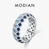 Solitaire Ring Modians Ly anlände äkta 925 Sterling Silver Luxury Gradient Heart to Heart Stapelbar ring lämplig för kvinnors utsökta smycken 230512