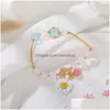 Perlé De Mode Doux Cristal Perles Strand Bracelet Pour Femmes Filles Taille Réglable Colorf Daisy Pendentif Bracelets Bijoux Cadeau Drop D Dhfya