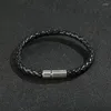 Strand JUNWEI Bracciale in pelle PU Fibbia magnetica tessuta stile semplice Gioielli da uomo Gioielli da uomo