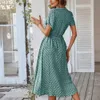 Casual Dresses Ladies Polka Dot Print Shirt Dress Women Casual Midi Holiday Summer Dress Kvinna Loose Women Beach Dress Sundress Robe Vestidos 230515