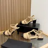 Womens 2023 Summer Fashion Leather T Strap Mule Sandal Elegant Shoes High Mid Block Low Heel Round Closed Toe Ankle Strap