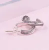 Pandora için Köpüklü Pave Dalga Hook Saplama Küpe 925 STRING Silver Party Mücevher Tasarımcı Küpeler Kadınlar için Hediye Hediye Orijinal Kutu ile Lüks Küpe