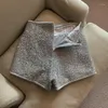 Frauen Shorts Für Frauen Sexy Hohe Taille Silber Pailletten Kurze Mujer Y2k Gerade Breite Bein Casual Cargo Pantalones Cortos de