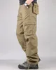 Men's Pants Men's Cargo Pants Mens Casual Multi Pockets Military Large size 44 Tactical Pants Men Outwear Army Straight slacks Long Trousers 230515