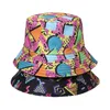 Cross-Border New Geométrico Rhombus Vintage Print Leopard Bucket Hat Tribal College Estilo Graffiti Bucket Hat Feminino Europeu e Americano