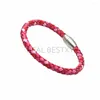 Filo 5 pz/lotto Logo Personalizzato Rosa Antico Genuino Cuoio Della Mucca Uomini Braccialetti Braccialetti Braccio Reale Gioielli Uomo Regalo Di Compleanno