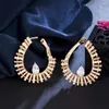 Boucles d'oreilles pendantes ThreeGraces magnifique zircone cubique couleur or goutte pour les femmes mode nigérian fête Costume bijoux ER789