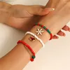 Link Bracelets 3pcs/set Red And Green Beads Set For Women Men Christmas Ball Snowflake Bell Pendant Bracelet Gift Jewelry