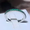 Pierścienie zespołowe nowe pieczęć modowe szczupły pierścień damski zielony pełen małego diamandu sześciennego kamienia ślubnego modna biżuteria