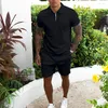 Men's Tracksuits 2023 Mens Tracksuit Suit Summer Short Sleeve Thin Polo Shirt Sport Shorts 2 Piece Men Solid Set Casual Jogging Sportswear