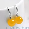 Boucles d'oreilles pendantes Agate blanche pour les femmes Individualité Ambre Argent 925 Anti-allergie Boucle d'oreille Bijoux