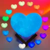 Night Light Heart-Shaped Moon Lamp, 12cm 15cm 3D Printed USB Charging with Wood Stand, 16 Colors Night Light for Birthday Party Christmas gift home decor