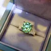 Cluster Rings Luomansi Premium Jewelry Ring 5CT 9MM Green Moissanite Certificato GRA - S925 Sterling Silver Women Anniversary Party Gift