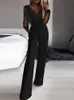 Damen-Overall, zweiteilig, mit Spitze, gerades Bein, Damen, elegant, lang, Overall, V-Ausschnitt, Mesh, elegant, Röhre, Frühling, sexy, Party, Nacht, Abend, Overall, Sommer, 230512